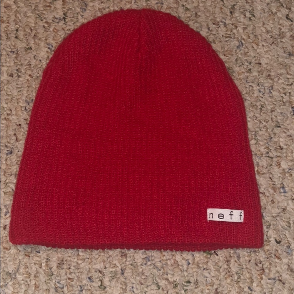 Neff red beanie